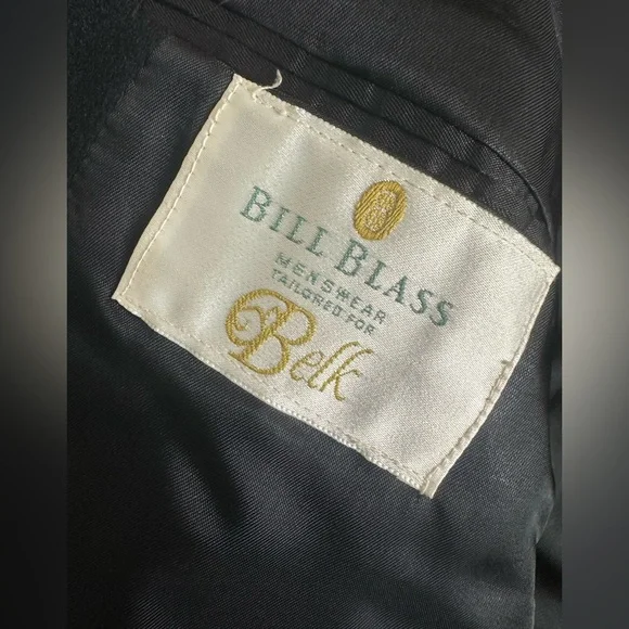 Bill Blass Blazer Mens 44R Black 100% Camel Hair Sport Coat Made in USA‎
